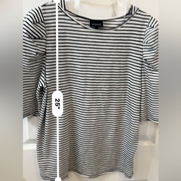 Who What Wear for Target black and white striped shirt with puff sleeves- EUC! M - Picture 5 of 6